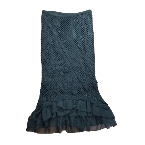 Bandolino Skirts Y2k Crochet Ruffle Maxi Skirt Poshmark